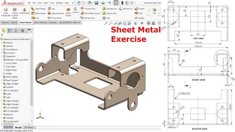 sheet metal practice exam|solidworks sheet metal exercises.